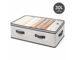 PolkaHome Opbergtas - Grote 30L Opbergdoos met Venster, Opvouwbaar, Stevig Non-Woven Materiaal - Voor Kleding, Beddengoed, Reizen - Ruimtebesparend Onder Bed of in Kast