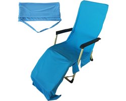 PolkaHome Plus - Sneldrogende Strandlaken voor Ligbed - Lichtgewicht Handdoek met Zakken - Paars - 72x23 Inch