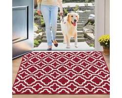 PolkaHome ® Stijlvolle Roodkleurige Deurmat voor Binnen en Buiten van 80 x 120 cm met Antislip