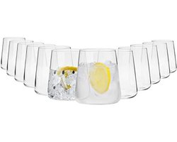 PolkaHome Water en Sap Drinkglazen | Set van 12 | 430 ML | Moderne Collectie | Kristalheldere Glazen | Perfect voor Thuis, Restaurants en Feesten | Vaatwasserbestendig