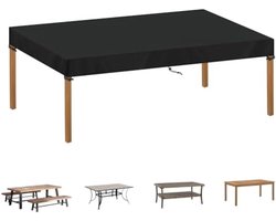 PolkaHome Waterdichte Tuintafelhoes UV Beschermende Outdoor Tafel Cover 210x100x15cm Zwart Winddicht 420D Oxford Stof