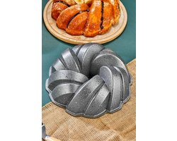 PoloChef ESR-126 - Gietaluminium Cakevorm 26 cm – Grijze Graniet Anti-aanbaklaag – Tulbandvorm – Bakvorm