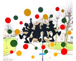 Polonaise XXL raamfolie - Carnaval - Feest - Carnaval decoratie - Brabant - Vastelaovend - Groot - XXL - Statisch - Herbruikbaar - Versiering - Raamdecoratie - Raamversiering - Confetti - Meerkleurig - Karnaval