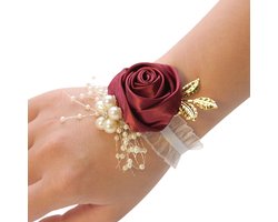 Pols Bloem-Kunstmatige Wijnrood-Bruiloft Bruid Bruidsmeisje