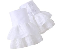 Pols Mouwen - 1 paar - Arm Sleeve - Losse mouwen kant - Fashion - Afneembare mouwen - Manchetten - Pols Sieraad - Polsmanchetten voor dames, dames en tieners - Voor trui, blouse en jas - One size - Wit