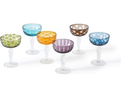 Pols Potten Coupe Glazen Cuttings Multicolour (set van 6)