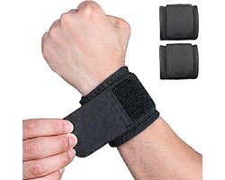 Polsbraces - 2-pack - verstelbare polsondersteuning - polsbanden voor fitness, gewichtheffen, peesontsteking, carpaletunnelsyndroom, artritis, polsbandages, pijnverlichting - voor de pols - zeer elastisch - zwart