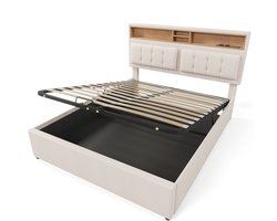 Polsterbett 140x200 met USB C Steckdose Ladefunktion – Verstelbaar Hoofdbord, Opbergruimte & Lattenbodem uit Linnen