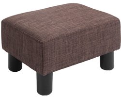 Polsterhocker Rechthoekig 40x30x24cm Bruin Linnen Bekleding Houten Poten Lichtgewicht Geschikt als Bijzettafel Voetensteun