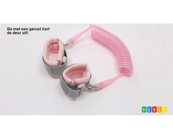 *** Polstuigje - Kindertuigje - Looplijn - Tuigje voor kinderen - Roze Veilig Onderweg - Looplijn - Safety Wristband - van Heble®***
