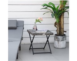 Poly rattan tuin meubels opvouwbare tuintafel salontafel vouwtafel metaal grijs 40 x 40 x 40 cm