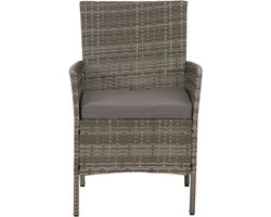 Poly-rattan tuinset MCW-N98, zitgroep loungeset, metaal glas stof/textiel (180g/m²) ~ grijs, kussens lichtgrijs