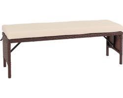 Poly rotan bank MCW-G16, tuinbank rotan bank, gastronomie 112cm ~ bruin, kussens crème