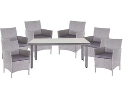 Poly rotan set Halden, tuinmeubelen balkonset ~ grijs, antraciet kussens