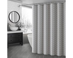 Polyester douchegordijn, badkamergordijn, schimmelwerend, waterdicht, 180 x 180 cm (grijze strepen)