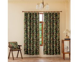 Polyester gordijnen met olieverfprint van wilde bloemen, vintage jacquardgordijnen met kwastjes en franjes voor interieurdecoratie, 145 x 220 cm