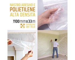 Polyethyleen rol met plakband, afdekset voor muren, plinten en meubels, 270 cm x 16 m, Made in Italy