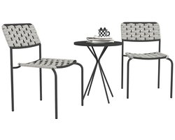 Polyrattan Tuinmeubelset - Balkonmeubels Voor 2 Personen - Grijze Bistroset - 3-Delig - 60x46x80 Cm - Stapelbaar - Voor Balkon - Grijs