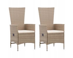 Polyrattan Tuinstoel 58x62x108cm Beige/Crème Verstelbaar