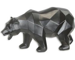 Polyresin beeld - Zwarte beer  - Polygon Veelhoek figuratief - 14,1 cm hoog