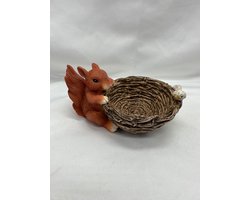 Polyresin deco houder met dierfiguur - Eekhoorn - Hoogte 9 x dia 7.5 cm x 10 cm - Exclusief plant - Woonaccessoires - Woondecoratie - Tuinaccessoires - Tuindecoratie