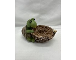 Polyresin deco houder met dierfiguur - Kikker - Hoogte 9 x dia 7.5 cm x 10 cm - Exclusief plant - Woonaccessoires - Woondecoratie