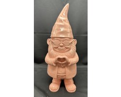 Polyresin kabouter met " Zonnebril & Hart" - roze - Hoogte 31 x 13 x 10 cm - Woonaccessoires - Kabouters - Decoratieve beelden