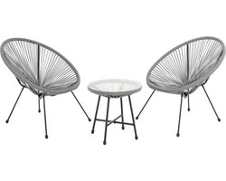 Polyrotan Balkonmeubel / Balkonset Ostana - 3-delig - Lichtgrijs