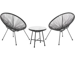 Polyrotan Balkonmeubel / Balkonset Ostana - 3-delig - Zwart