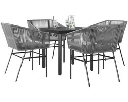 Polyrotan grijze tuinset met kussens weerbestendig 80x80x74 cm
