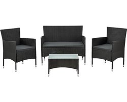 Polyrotan Loungeset Fort Myers - Zwart