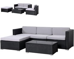 Polyrotan Loungeset – Tuinbank – Loungesofa – Balkonmeubel – Tuinmeubilair – Weerbestendig & Waterafstotend – Comfortabele Dikke Kussens