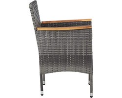Polyrotan Tuinstoelen - Buitenstoelen Stoelenset - Buiten Zitten - Acaciahouten Armleuningen - 52 x 57 x 84 cm - Grijs