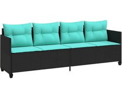Polyrotan zonneligstoel met kussen, PE rotan zonneligstoel zwart, comfortabele outdoor chaise lounge met dik gewatteerd kussen, afneembare wasbare hoes