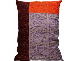 Pomax - Cyrus chambray fluwelen Sierkussen Kussen - Lila / oranje / bordeaux - 50x70cm