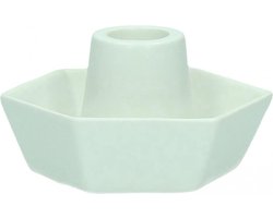 Pomax - kaarsenhouder - Kandelaar - Kerst - Porselein - Wit - 2 stuks - 10,2 x 9,1 x 5,2 cm