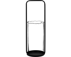 Pomax - Kandelaar / Windlicht / Lantaarn - Zwart / transparant - ø 10,5 x 34 cmhoog.