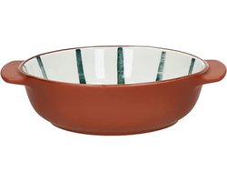 Pomax Mykonos ovenschaal / diep bord D21cm H5.5cm bruin / groen
