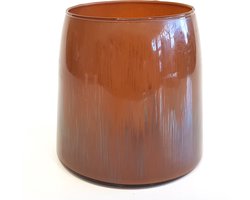 Pomax - Theelicht / waxinelichtjeshouder / windlicht - Bruin - ø 12 x 12 cm hoog.