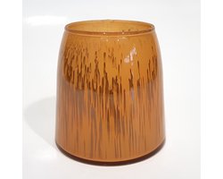 Pomax - Theelicht / waxinelichtjeshouder / windlicht - Oranje / bruin - ø 12 x 12 cm hoog.