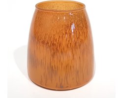 Pomax - Theelicht / waxinelichtjeshouder / windlicht - Oranje / bruin - ø 9 x H 9 cm - geel