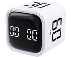Pomodoro Techniek Timer - Time timer - Kookwekker -Timer - Digitale afteltimer - Roterende kubustimer - Eierwekker - Wit timer
