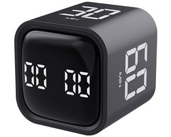 Pomodoro timer – Timer - kookwekker digitaal – Digitale afteltimer – Vierkante timer – Ideaal voor ADHD, werk, studie en koken – Kunststof – Zwart