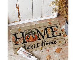 Pompoen deurmat, zacht fluwelen Halloweenkleed, welkomstmat voor Thanksgiving, herfstdecoratie, D, 40x60cm (15,7x23,6")