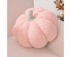 **Pompoen Kussen Roze – Zacht Teddy Sierkussen in Pompoenvorm – Halloween en Herfst Decoratie – Knuffelkussen voor Bank, Bed, Woonkamer en Slaapkamer**