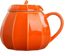 Pompoen Mok - Herfst Mok Keramische Mok - Thee Drinken - Met Deksel - 300 ml - Oranje