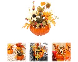 Pompoen ornament – ​​Tafeldecoratie – Decoratieartikelen voor feestjes – Kunstpompoen – Fotografie rekwisieten – Herfstdecoratie voor in huis – Geschikt voor Thanksgiving, oogstfeesten, herfstfeesten, Halloween (oranje – 15 cm)