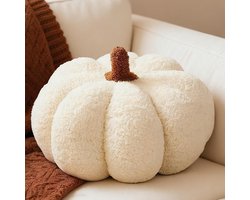 Pompoen Sierkussen - Halloween - Pluche kussen - pompoen knuffel - Creatief Bankkussen - Pompoen Decoratie - 28 cm - Veilig en ademend PP-katoen - wit