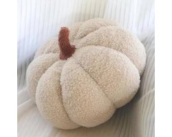 Pompoenkussen 3D Decoratie voor Halloween en Herfst - Gevuld Pluche Sierkussen - 20 cm