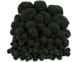 Pompons - 200x - zwart - 10-45 mm - hobby/knutsel materialen